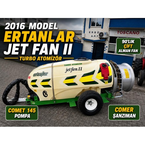 2.El Turbo İlaçlama Makinası 2016 Model Ertanlar Jet Fan II 2000 Litre Atomizör – Comet 145 Pompalı Bahçe İlaçlama Makinası